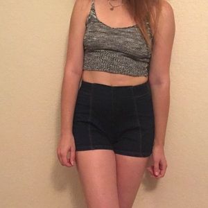 navy high wasted denim shorts